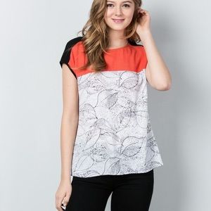 THML Top ANTHROPOLOGIE Top Embroidered Short Sleeve Tunic Blouse Womens